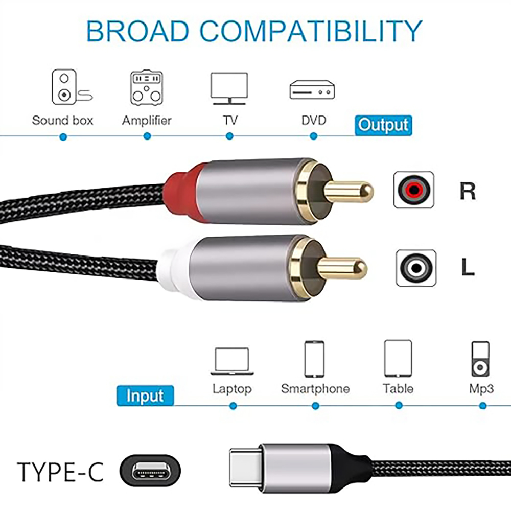 Kabel Audio USB C Ke 2 RCA, Ti - Audio Splitter Y ulasan dan harga